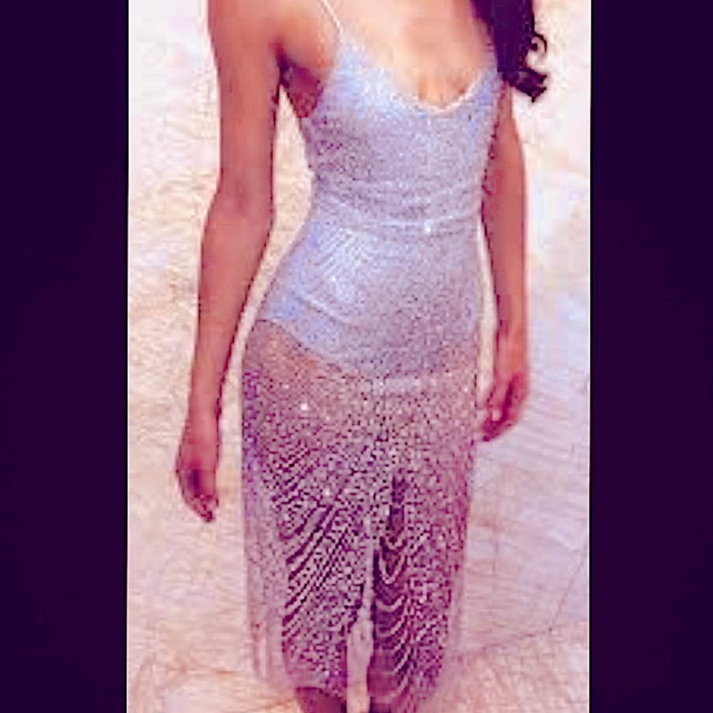 Silver sparkle bodycon dress